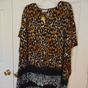 MUMU Kaftan Kimono caftan animal gold black drawstring tunic Womens One Size